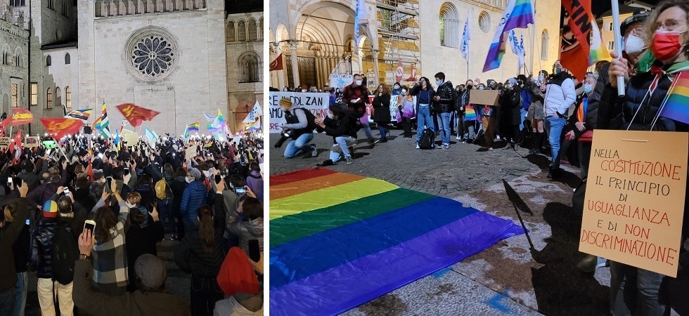 “Il ddl Zan è morto, ma non la nostra azione politica”, oltre un migliaio di persone alla manifestazione lanciata da Arcigay